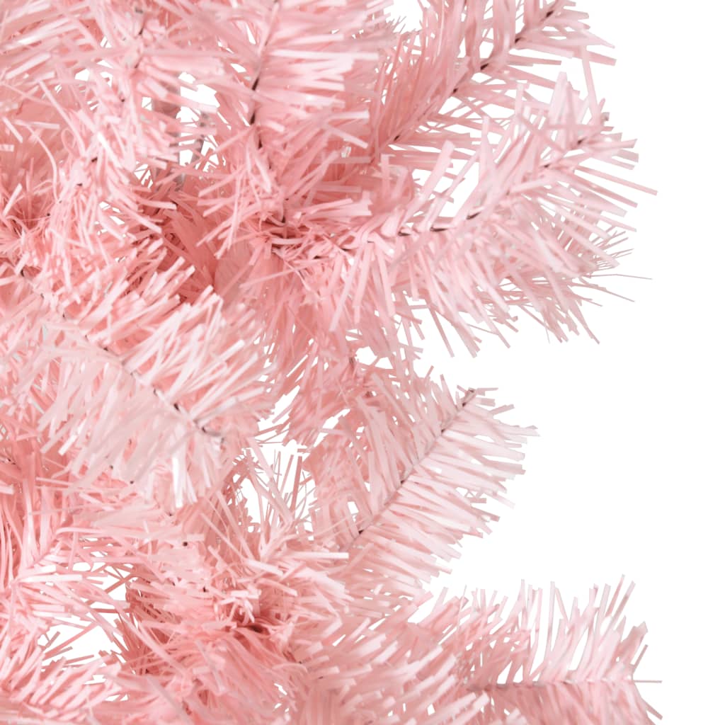 vidaXL Siaura dirbtinė pusinė Kalėdų eglutė su stovu, rožinė, 240cm