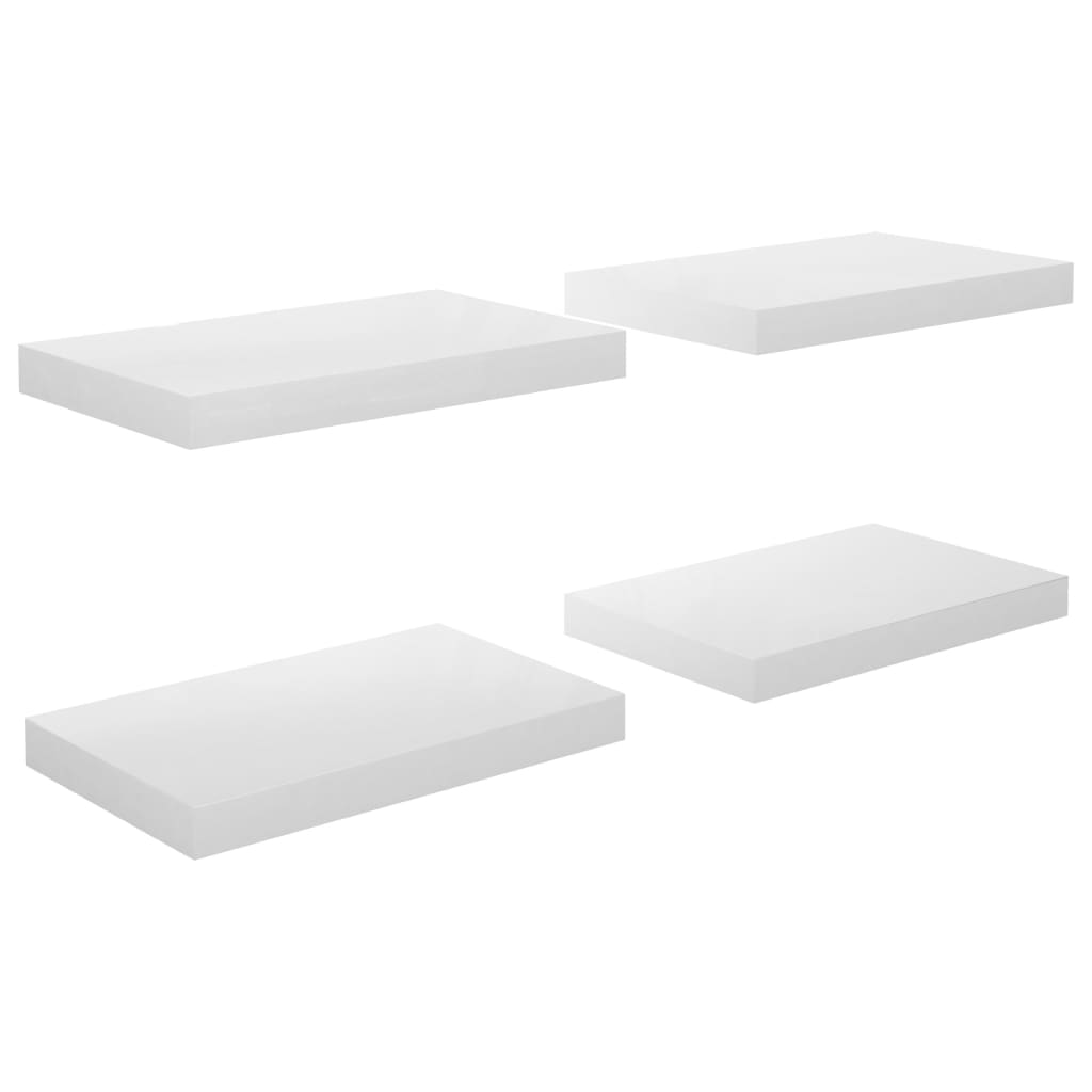 vidaXL Pakabinamos sieninės lentynos, 4vnt., baltos, 40x23x3,8cm, MDF