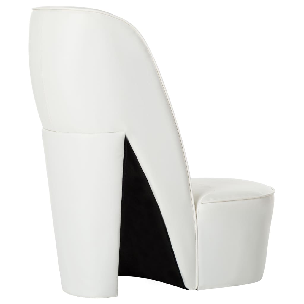 vidaXL Aukštakulnio formos kėdė, baltos spalvos, dirbtinė oda