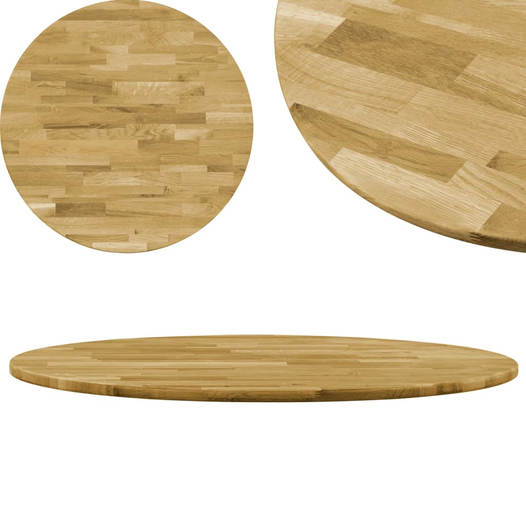 vidaXL Stalviršis, masyvi ąžuolo mediena, apvalus, 23mm, 900mm