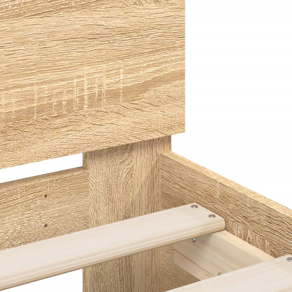 vidaXL Lovos rėmas su galvūgaliu, ąžuolo, 160x200cm, apdirbta mediena