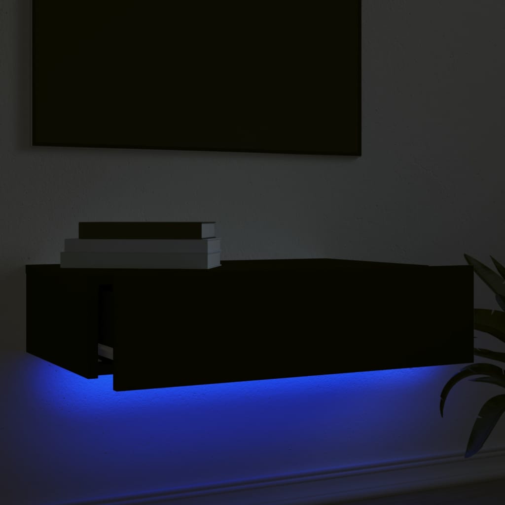 vidaXL Televizoriaus spintelė su LED lemputėmis, juoda, 60x35x15,5cm