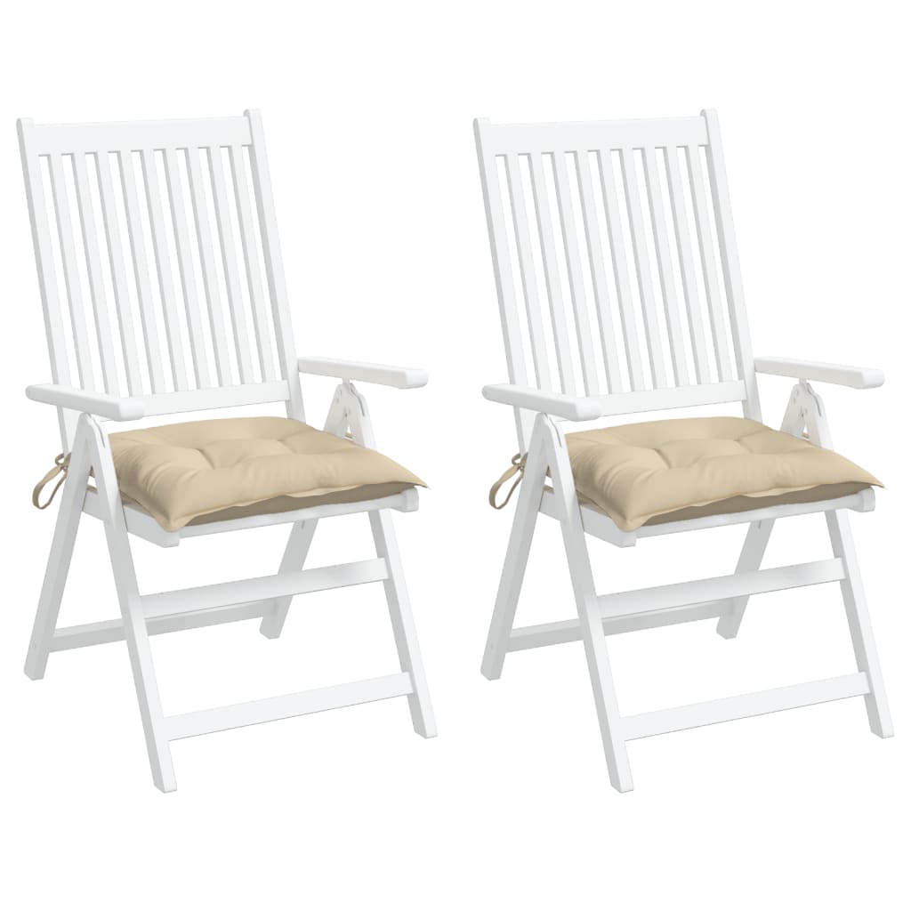 vidaXL Kėdės pagalvėlės, 2vnt., smėlio, 40x40x7cm, oksfordo audinys