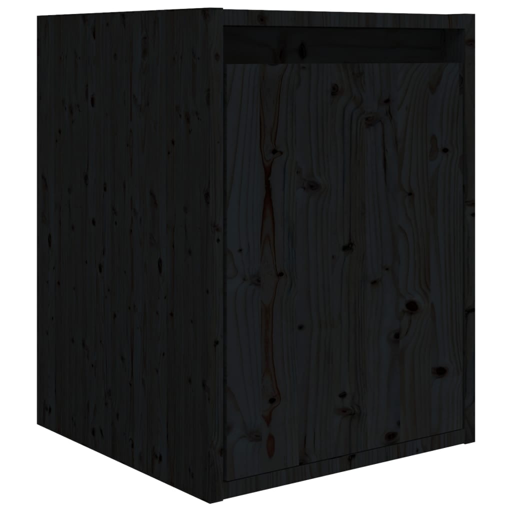 vidaXL Televizoriaus spintelės, 3vnt., juodos, pušies medienos masyvas