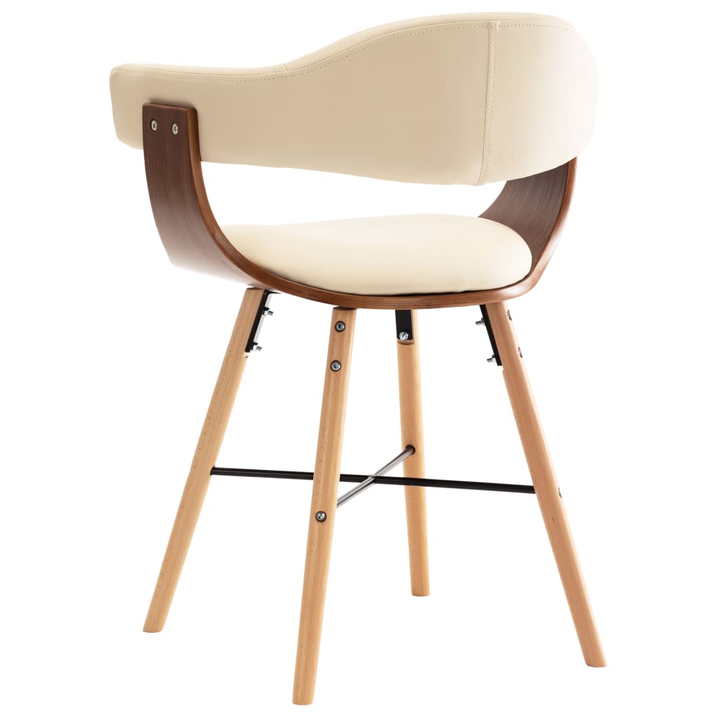 vidaXL Valgomojo kėdės, 6 vnt., kreminės, dirbtinė oda ir mediena