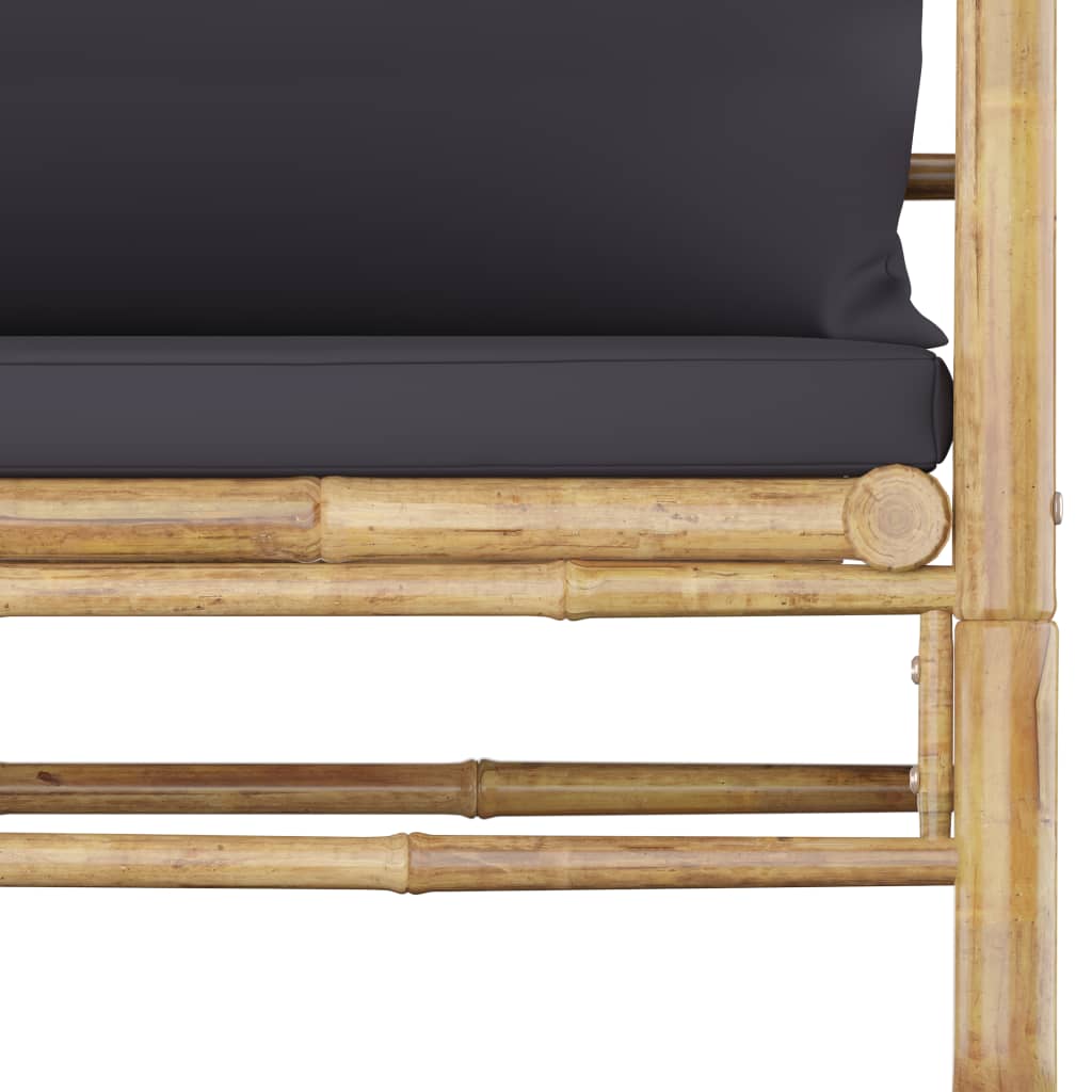 vidaXL Sodo komplektas su pilkomis pagalvėmis, 8 dalių, bambukas