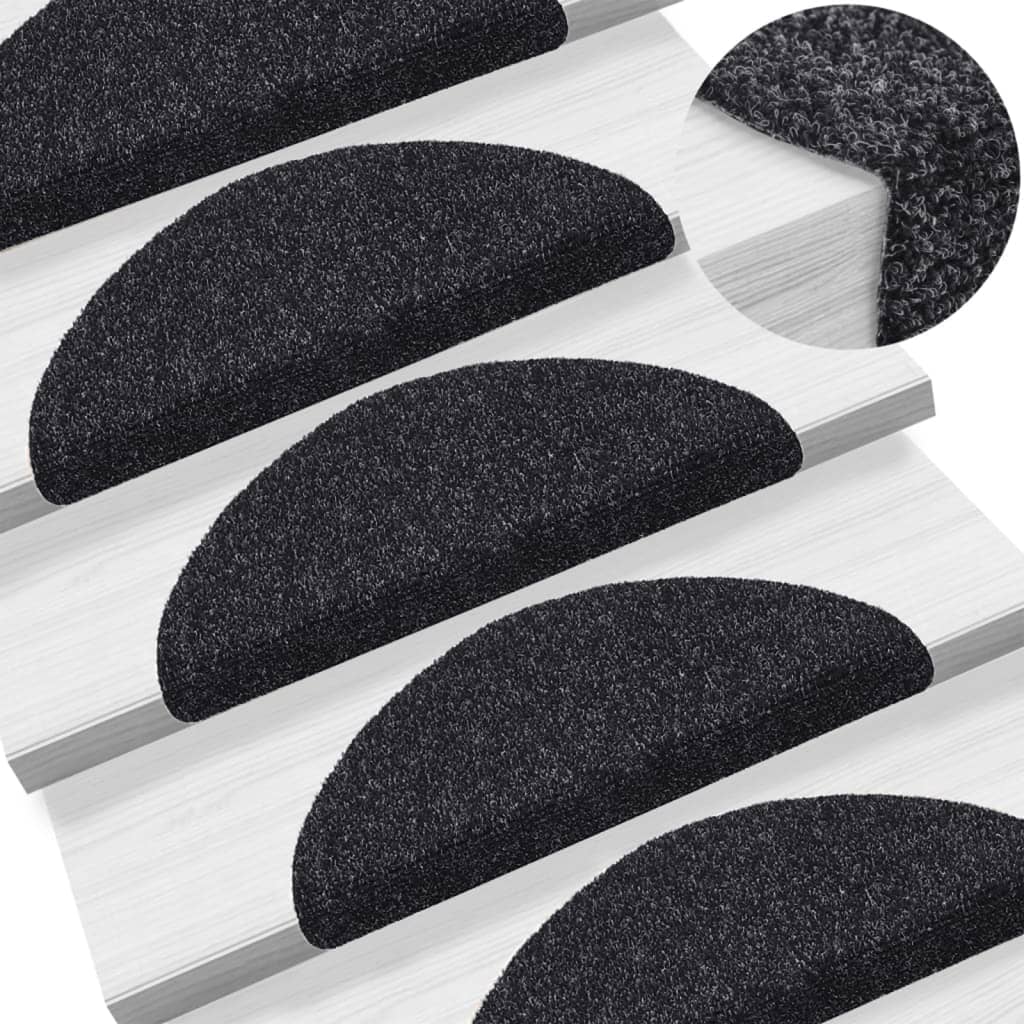 vidaXL Lipnūs laiptų kilimėliai, 10vnt., juodi, 56x17x3cm