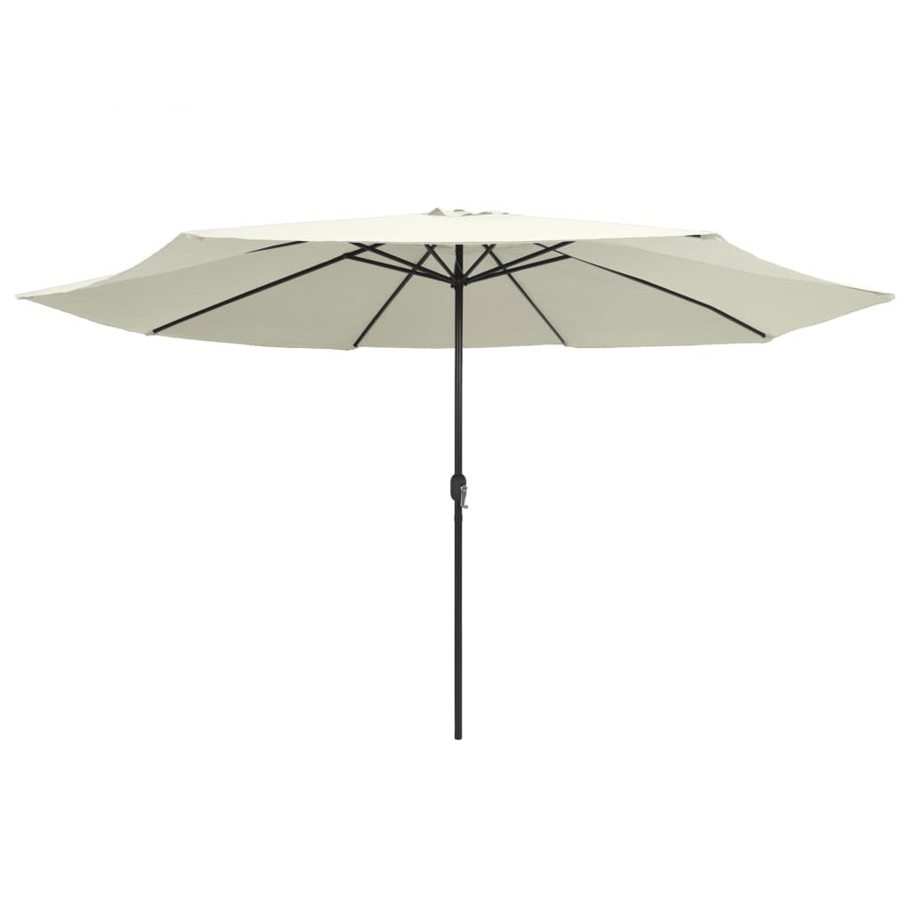 vidaXL Lauko skėtis su metaliniu stulpu, smėlio baltos spalvos, 390cm
