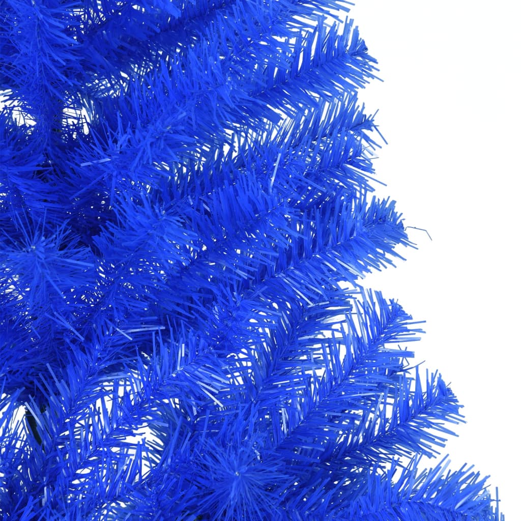 vidaXL Dirbtinė pusinė Kalėdų eglutė su stovu, mėlyna, 240cm, PVC