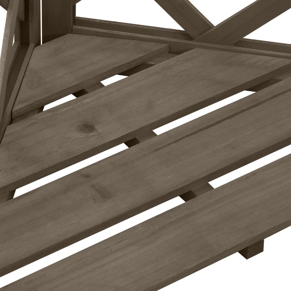 vidaXL Kampinis treliažas, pilkas, 50x50x145cm, eglės medienos masyvas