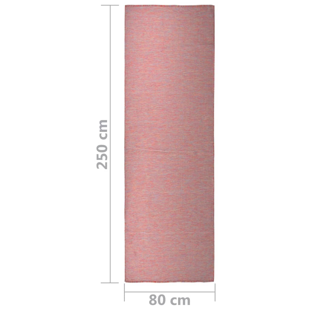 vidaXL Lauko kilimėlis, raudonos spalvos, 80x250cm, plokščio pynimo