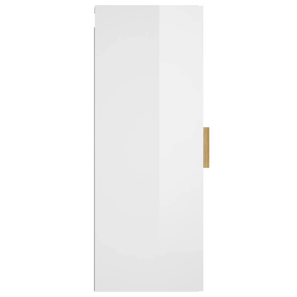 vidaXL Sieninė spintelė, balta, 34,5x34x90cm, apdirbta mediena, blizgi