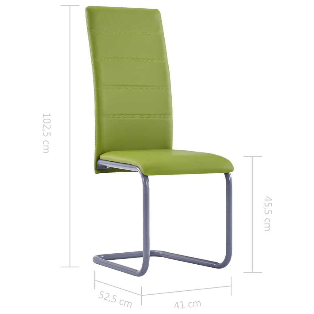 vidaXL Gembinės valgomojo kėdės, 4vnt., žalios, dirbtinė oda