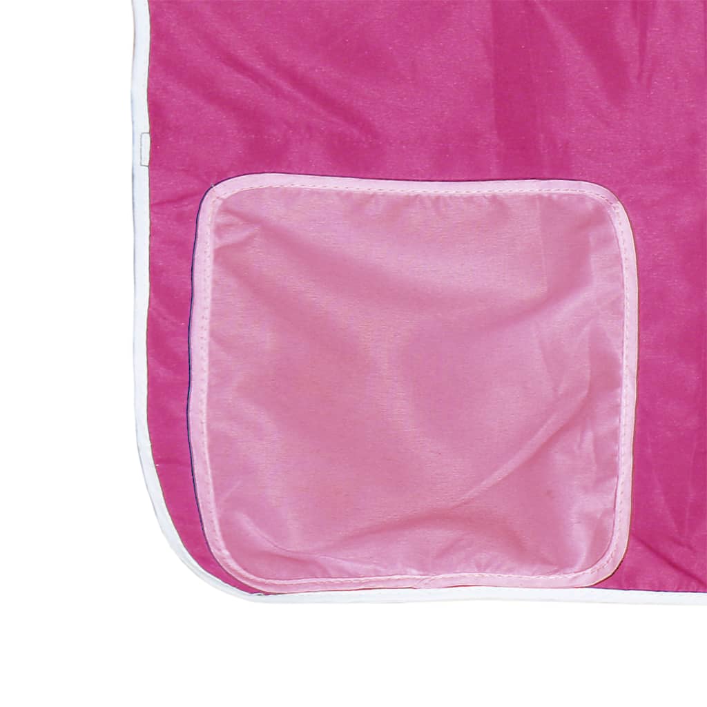 vidaXL Aukšta vaikiška lova su užuolaidomis, rožinė, 90x190cm, pušis