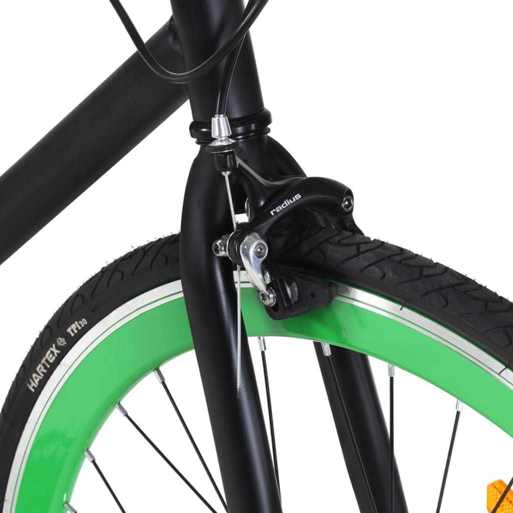 vidaXL Fiksuotos pavaros dviratis, juodas ir žalias, 700c, 51cm