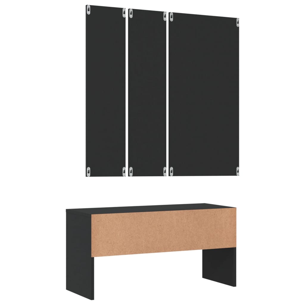 vidaXL Koridoriaus baldų komplektas, juodos spalvos, apdirbta mediena