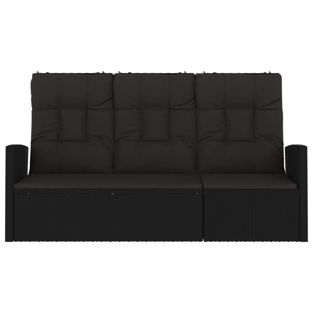 vidaXL Sodo suoliukas su pagalvėlėmis, juodas, 173cm, poliratanas