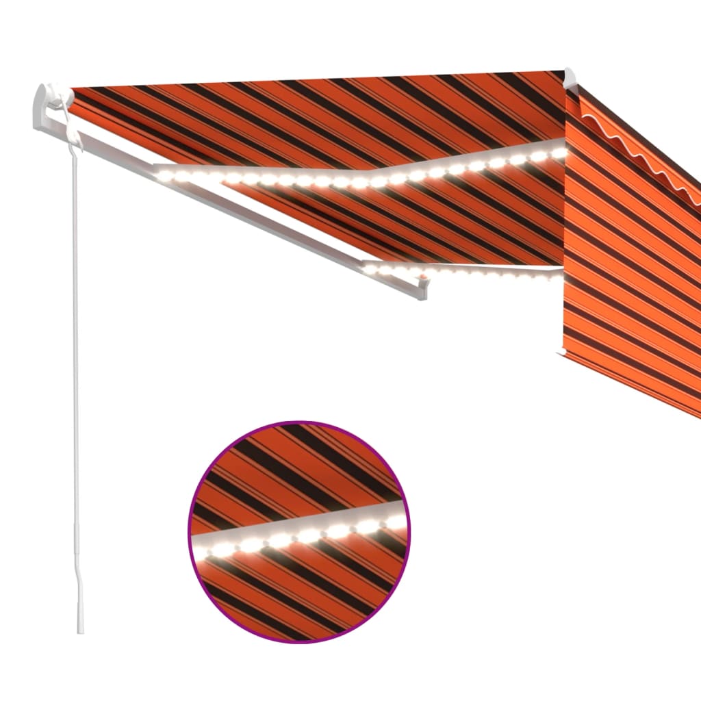 vidaXL Markizė su uždanga/LED/vėjo jutikliu, oranžinė/ruda, 4x3m