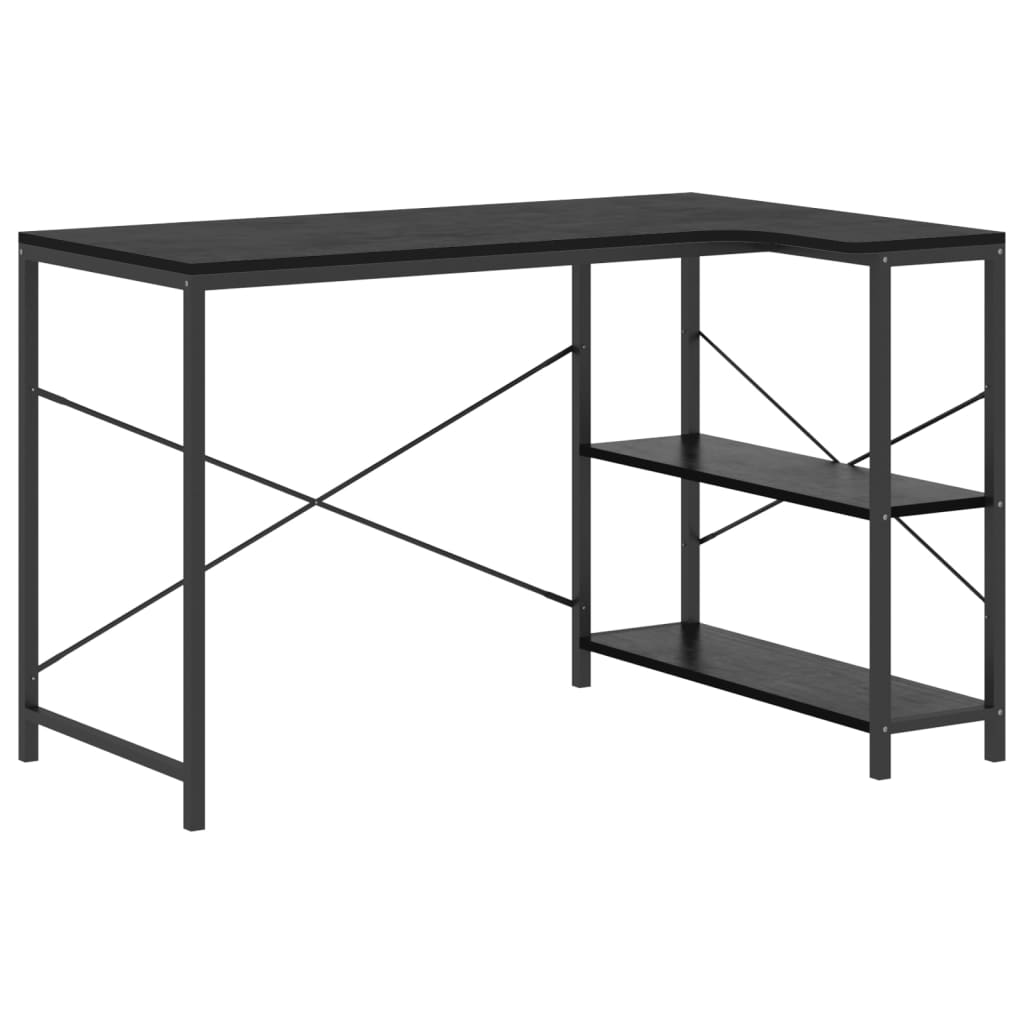 vidaXL Kompiuterio stalas, juodas, 110x72x70cm, apdirbta mediena