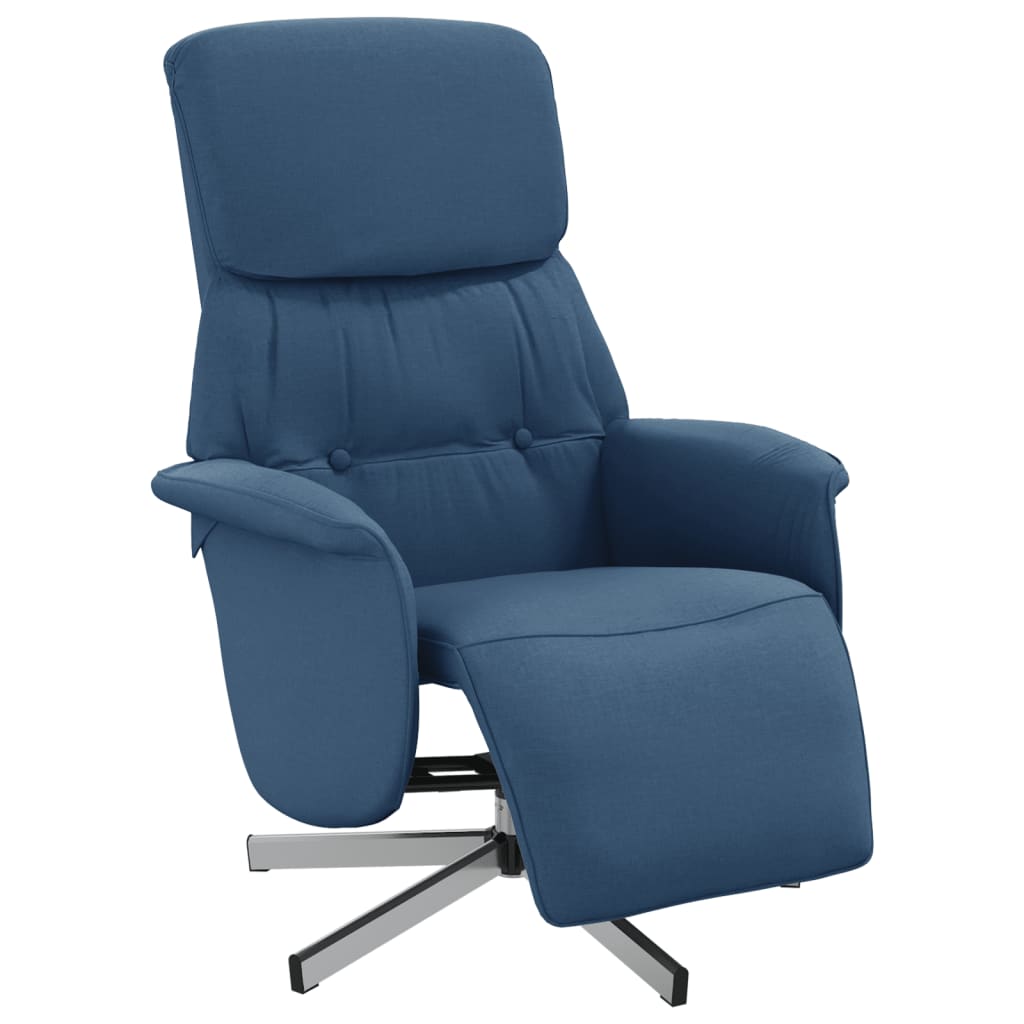 vidaXL Atlošiama kėdė su pakoja, mėlynos spalvos, audinys