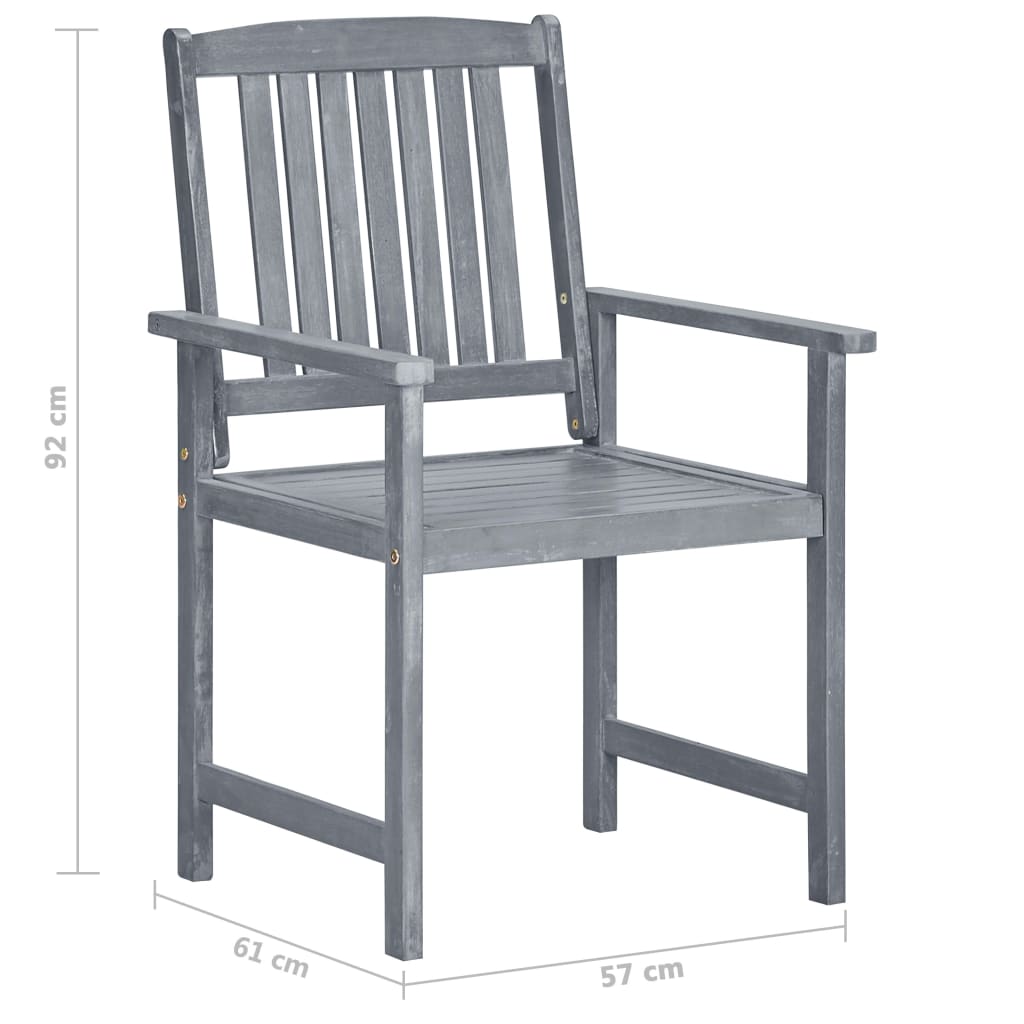 vidaXL Sodo kėdės, 6vnt., pilkos spalvos, akacijos medienos masyvas