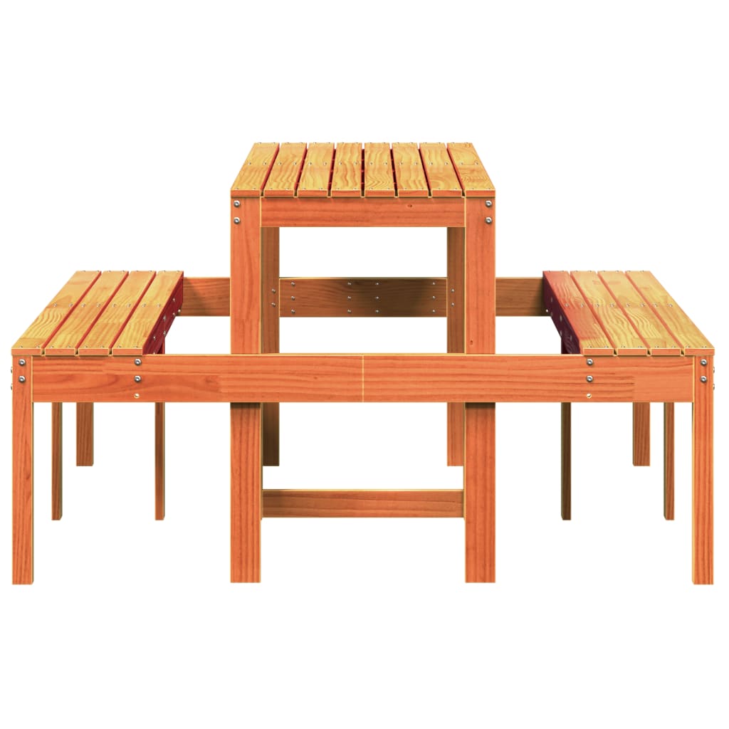 vidaXL Iškylų stalas, vaško rudas, 160x134x75cm, pušies masyvas