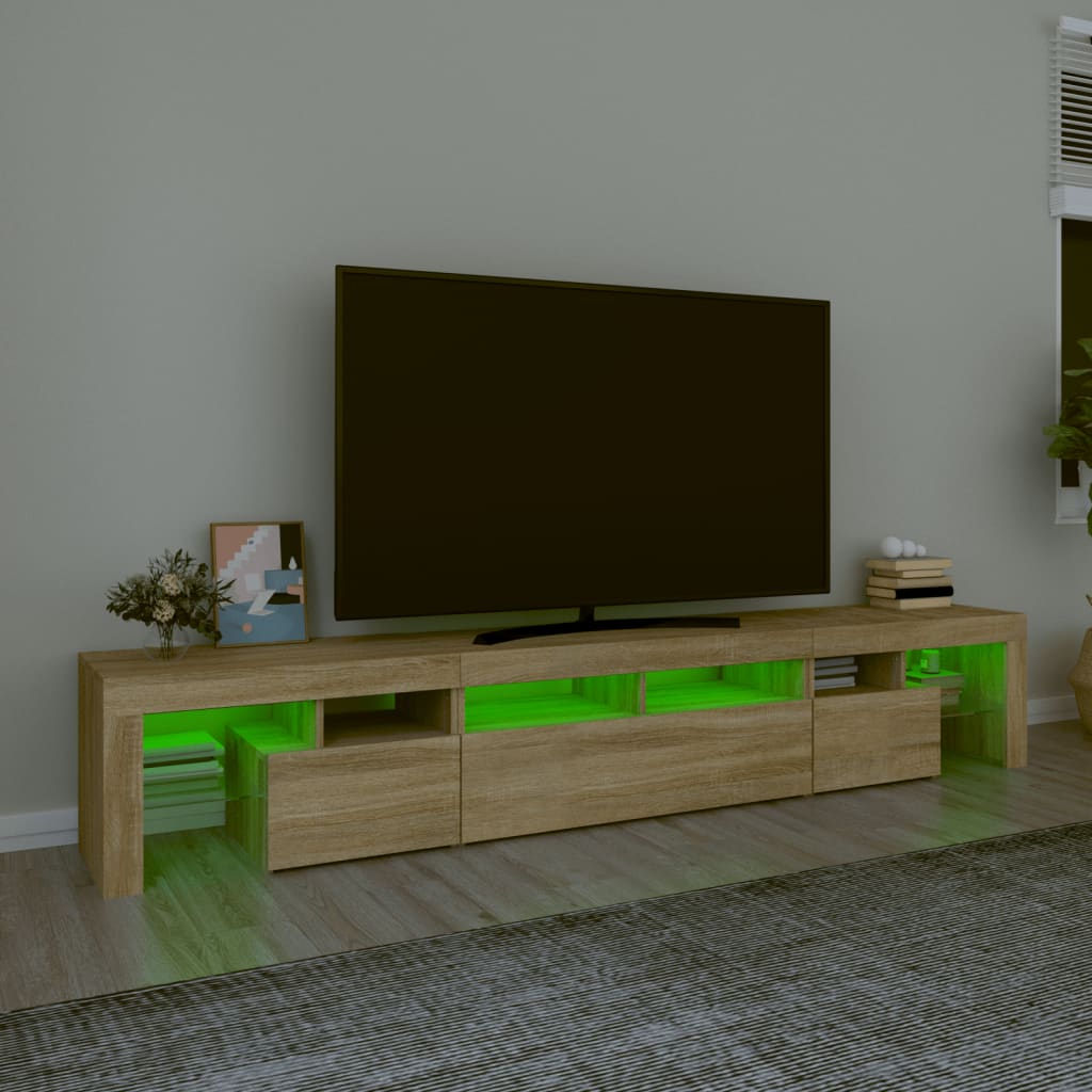 vidaXL Televizoriaus spintelė su LED apšvietimu, ąžuolo, 230x36,5x40cm