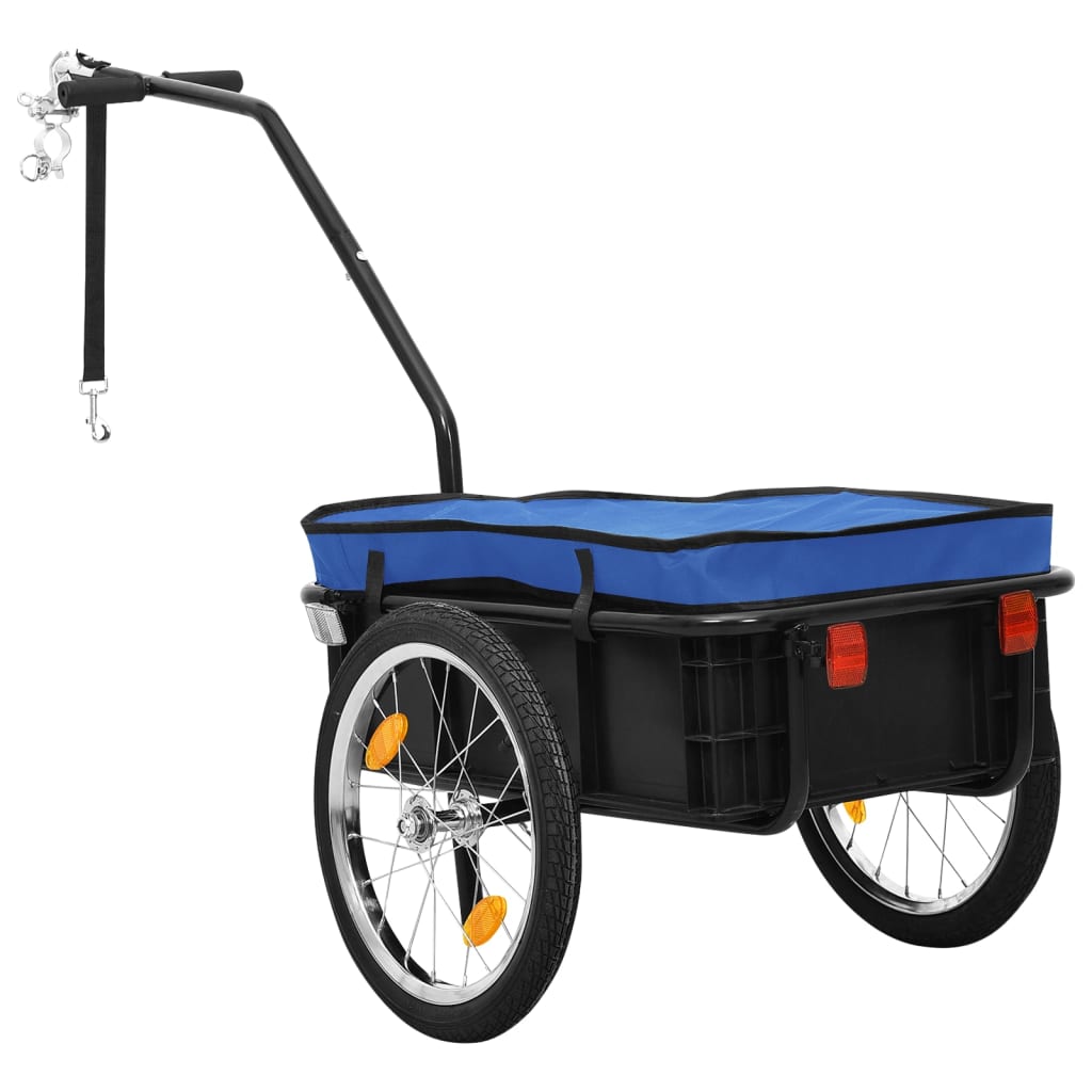 vidaXL Dviračio priekaba/vežimėlis, mėlyna, 155x60x83cm, plienas