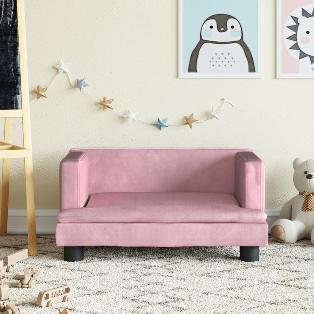vidaXL Vaikiška sofa, rožinės spalvos, 60x40x30cm, aksomas