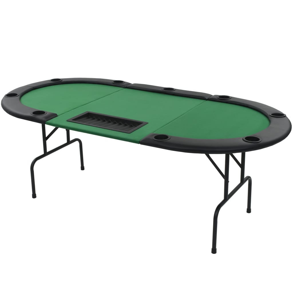vidaXL Pokerio stalas, sulankstomas, 9 žaidėjams, 3d., oval., žalias