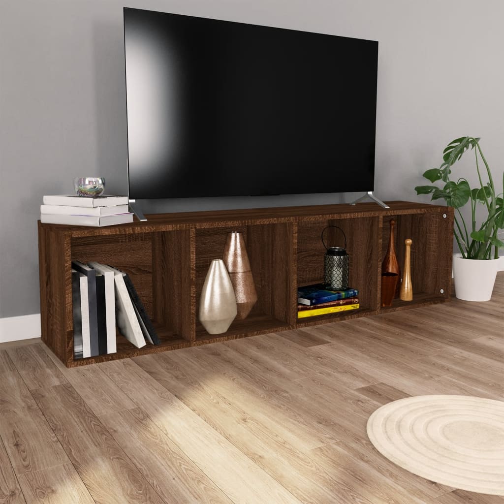 vidaXL Knygų/televizoriaus spintelė, ruda, 36x30x143cm, mediena