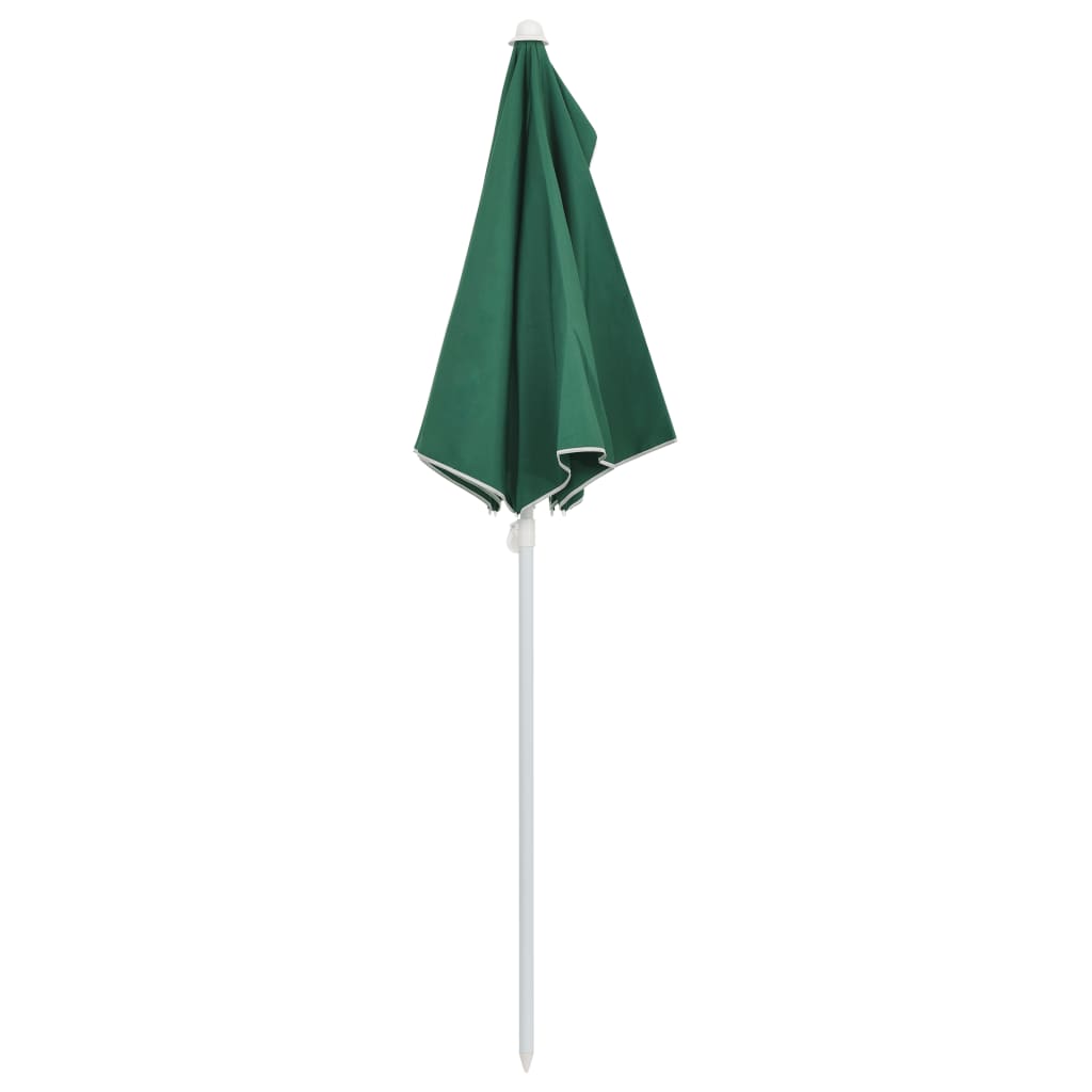 vidaXL Pusapvalis sodo skėtis su stulpu, žalios spalvos, 180x90cm
