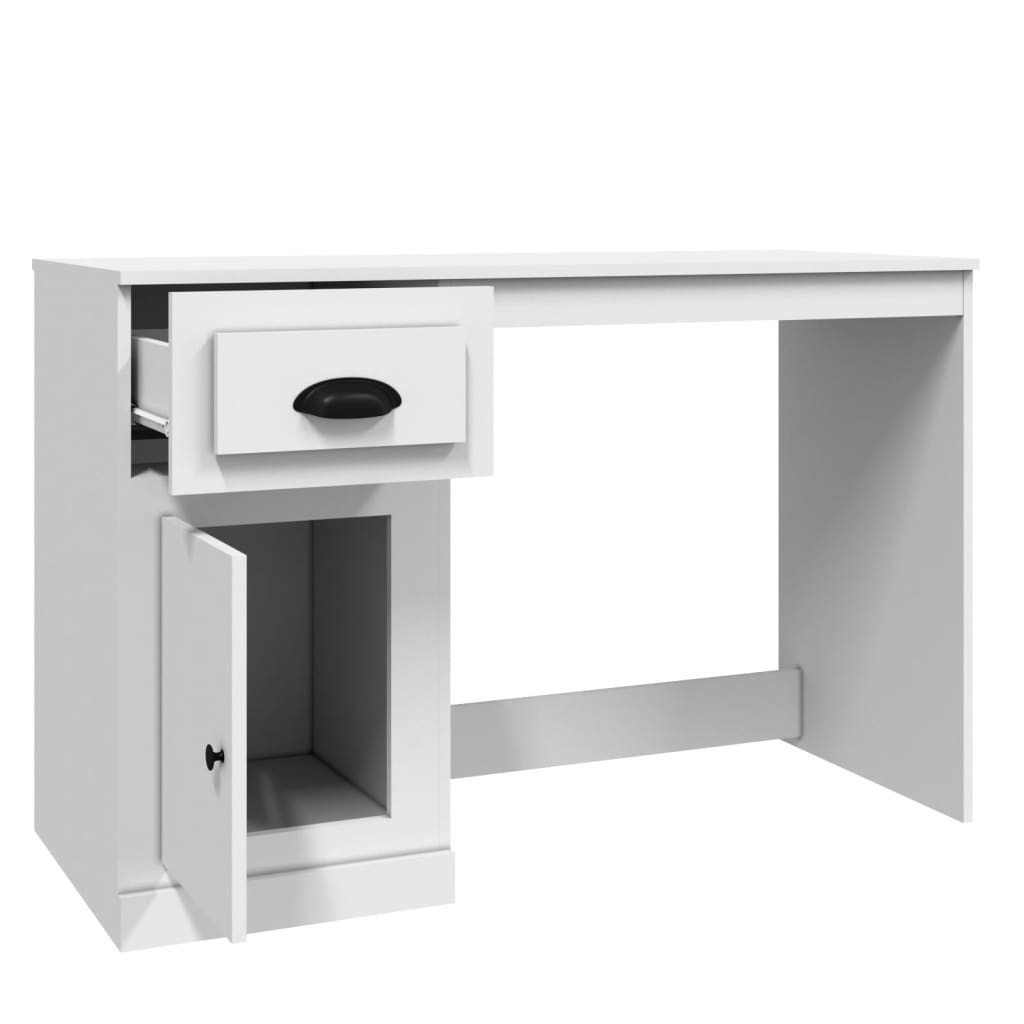 vidaXL Rašomasis stalas su stalčiumi, baltas, 115x50x75cm, mediena