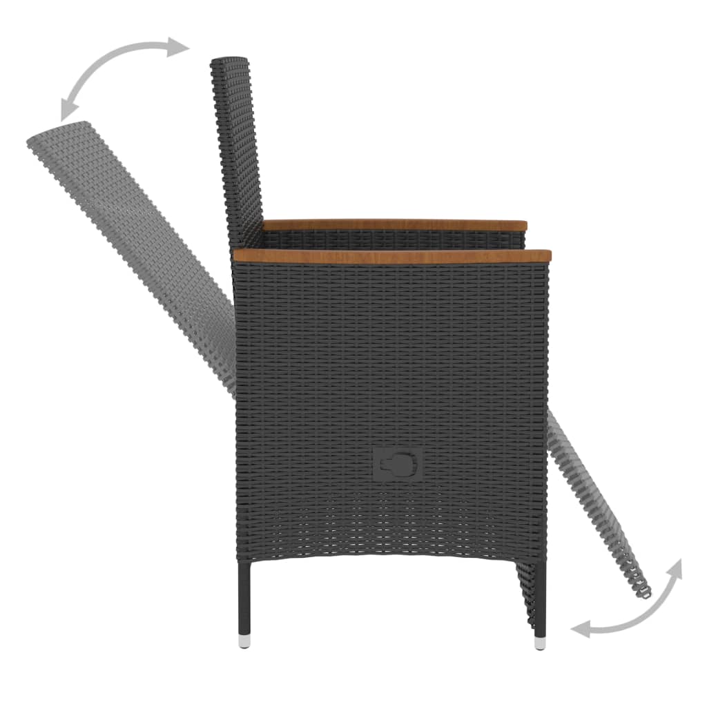 vidaXL Lauko komplektas su pagalvėlėmis, 5 dalių, juodas, poliratanas