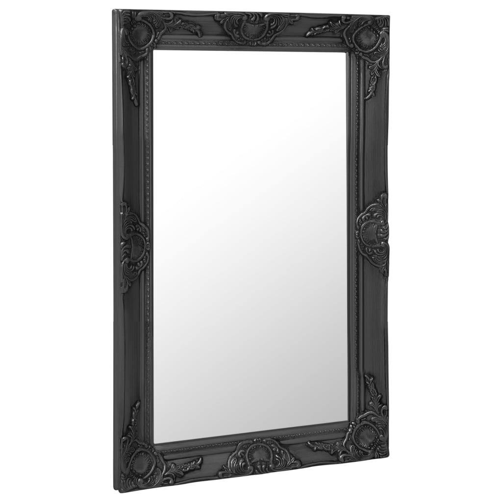 vidaXL Sieninis veidrodis, juodos spalvos, 50x80cm, barokinis stilius