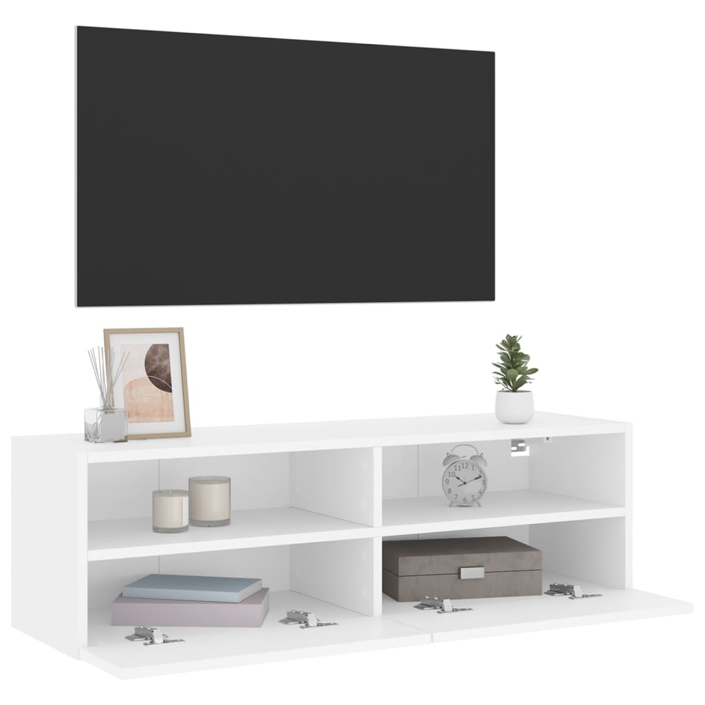vidaXL Sieninė TV spintelė, balta, 100x30x30cm, apdirbta mediena