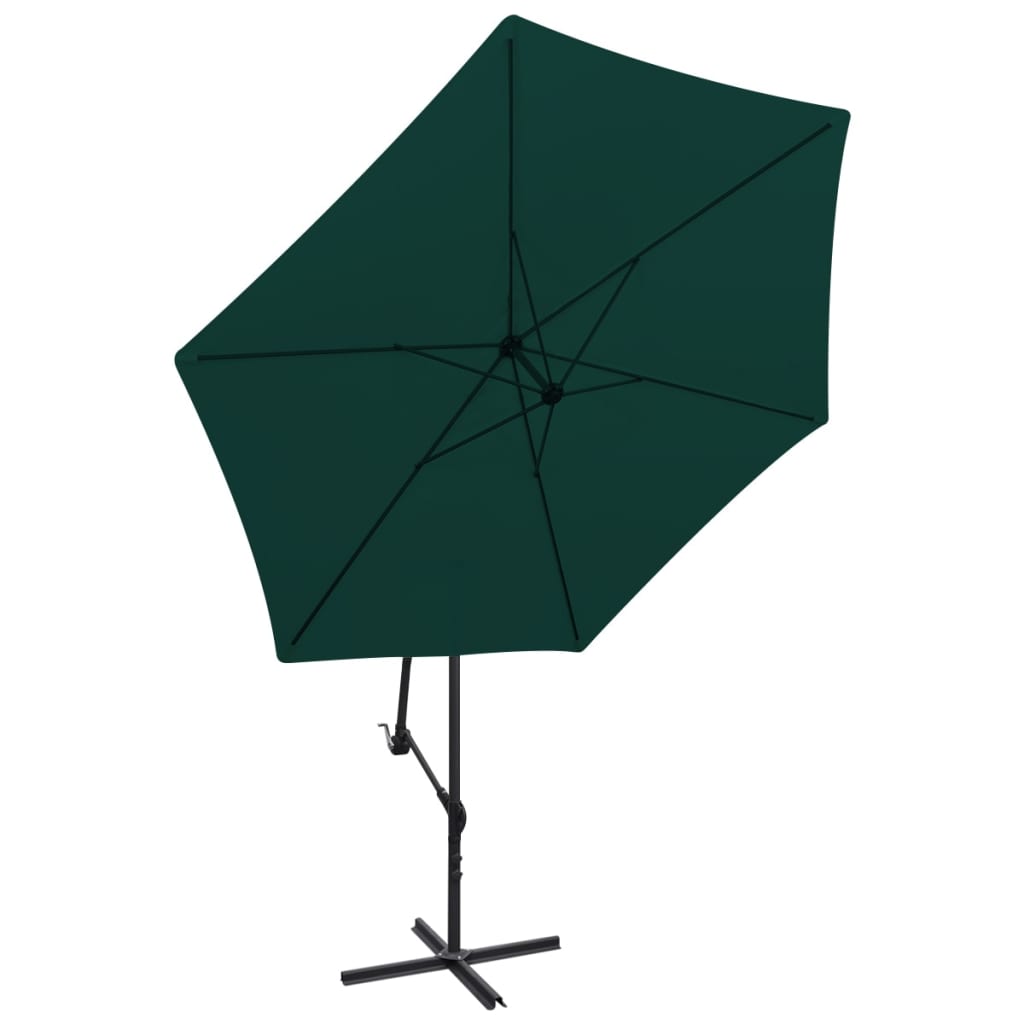 vidaXL Šoninis saulės skėtis, 3 m, žalias