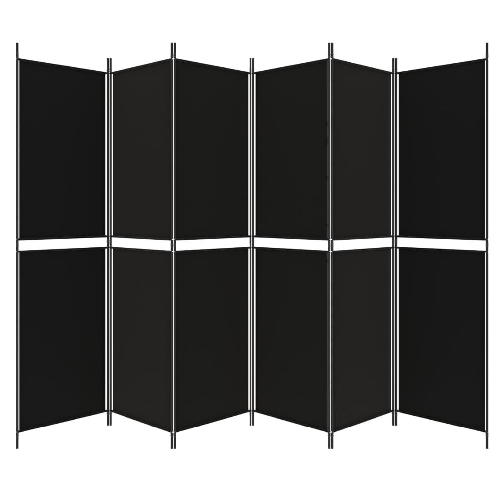 vidaXL Kambario pertvara, 6 dalių, juodos spalvos, 300x200cm, audinys