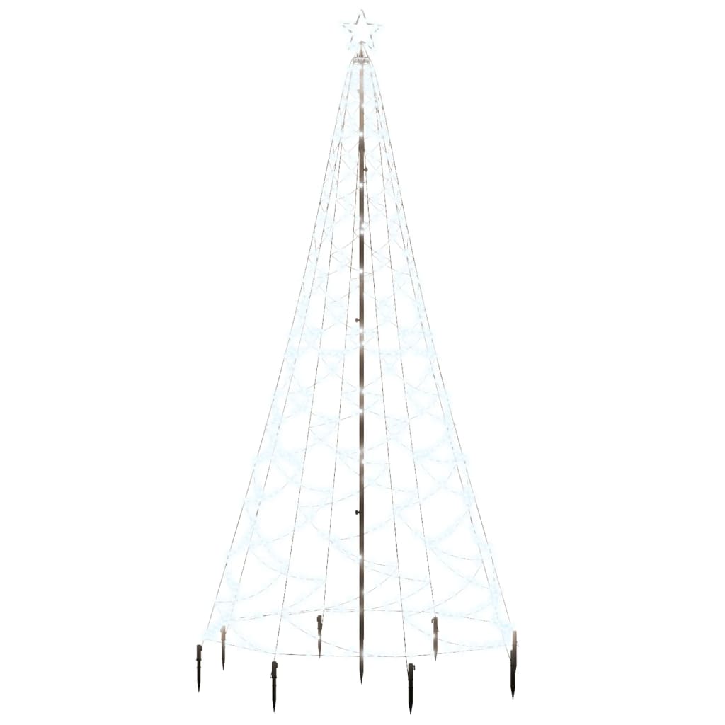 vidaXL Kalėdų eglutė su metaliniu stulpu, 3m, 500 šaltų baltų LED