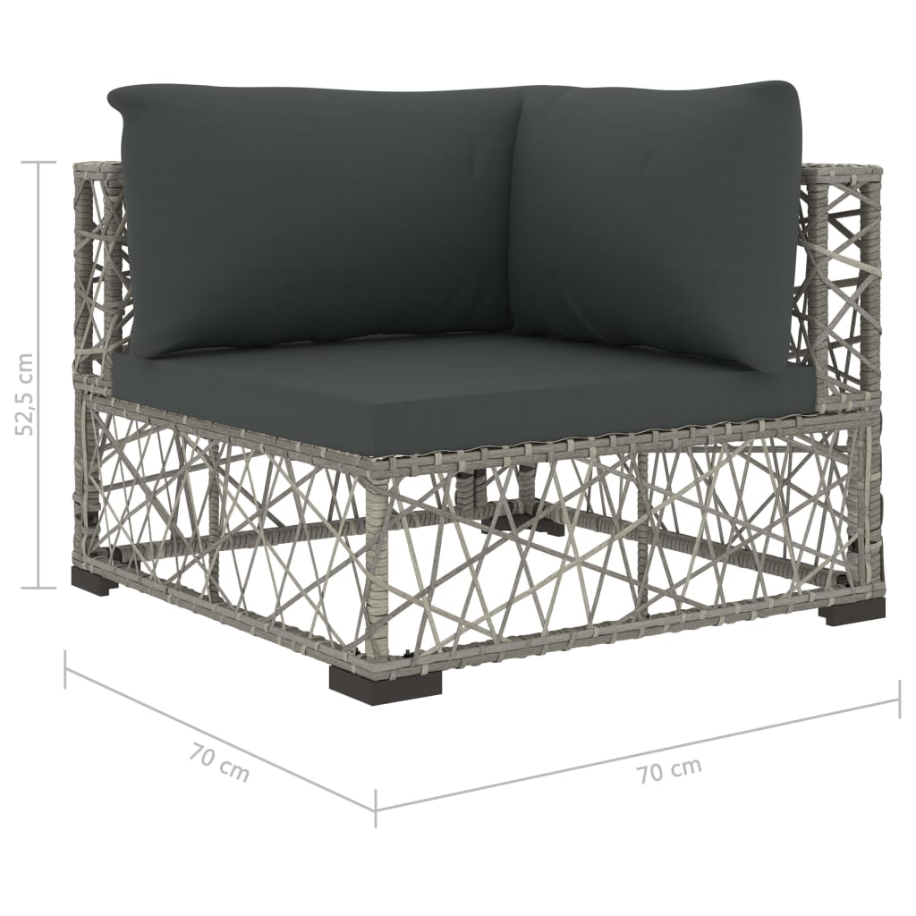 vidaXL Sodo baldų komplektas su pagalvėlėmis, 6 dalių, pilkas, ratanas