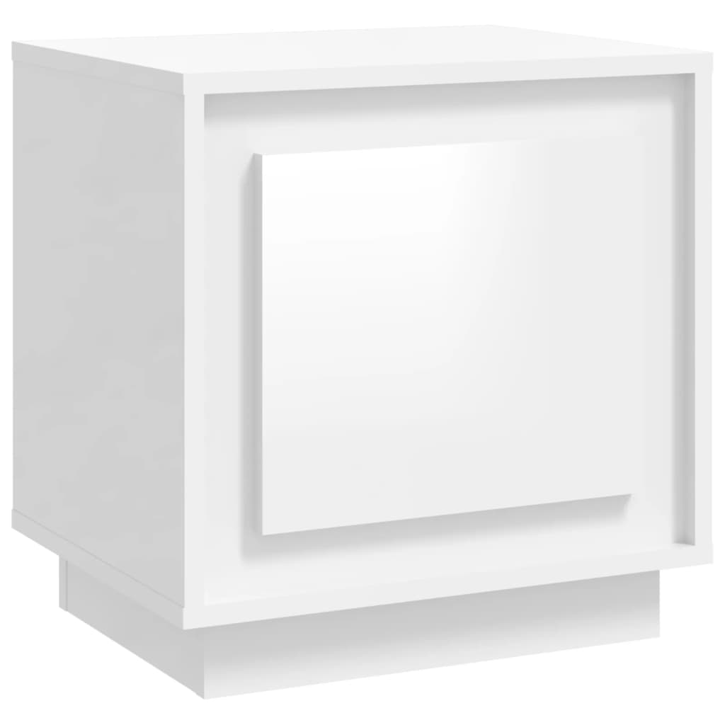 vidaXL Naktinė spintelė, balta, 44x35x45cm, apdirbta mediena, blizgi
