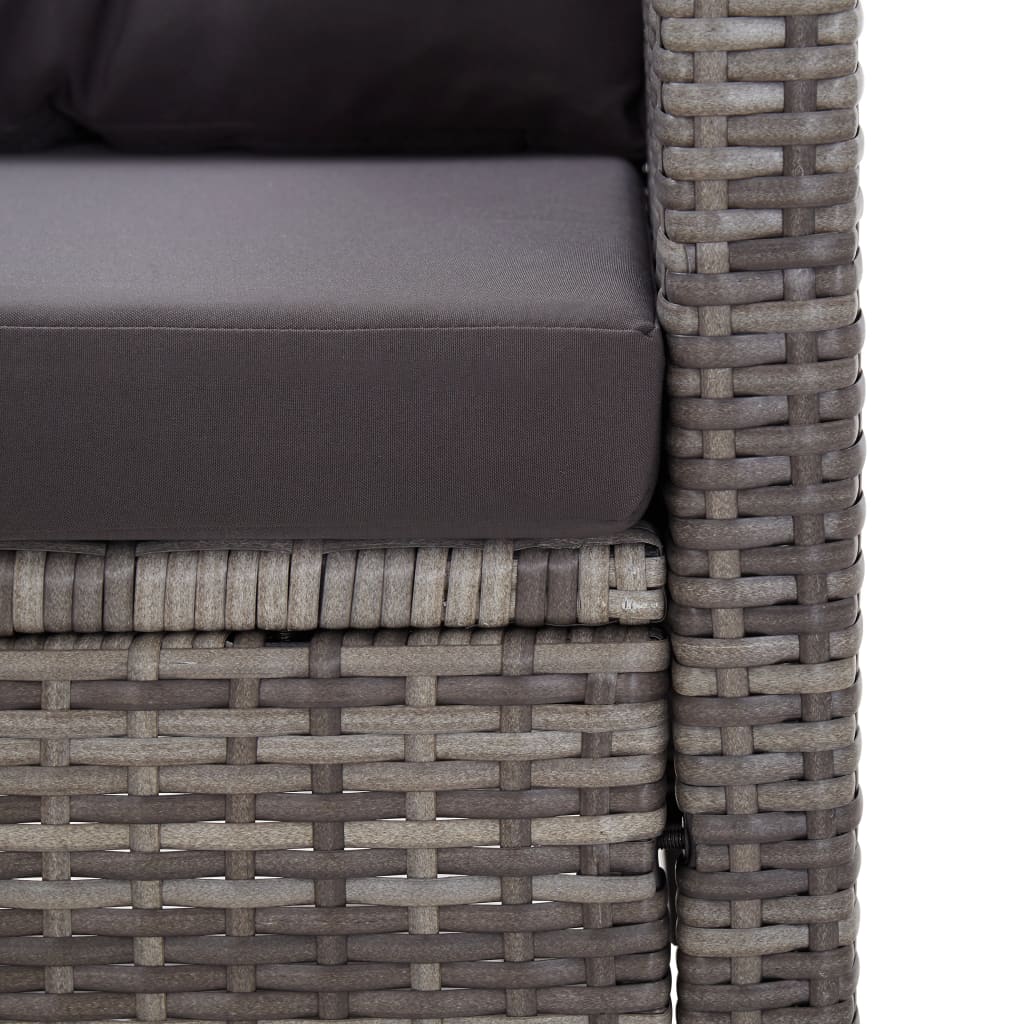 vidaXL Sodo sofos komplektas su pagalvėmis, 6 dalių, pilkas, ratanas