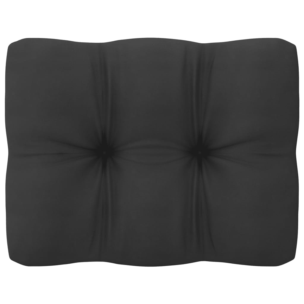 vidaXL Sodo komplektas su pagalvėmis, 9 dalių, juodas, pušies masyvas