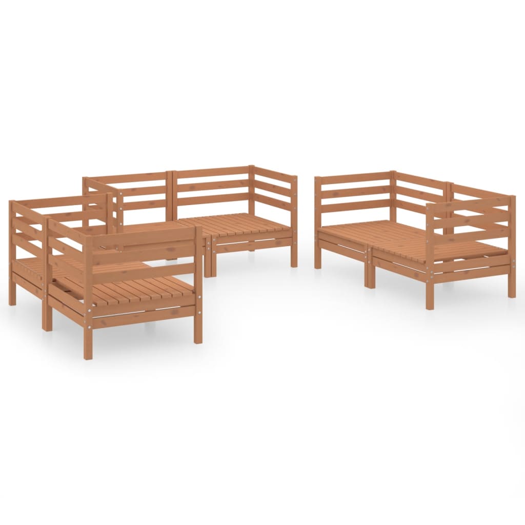 vidaXL Sodo poilsio baldų komplektas, 6 dalių, medaus rudas, pušis