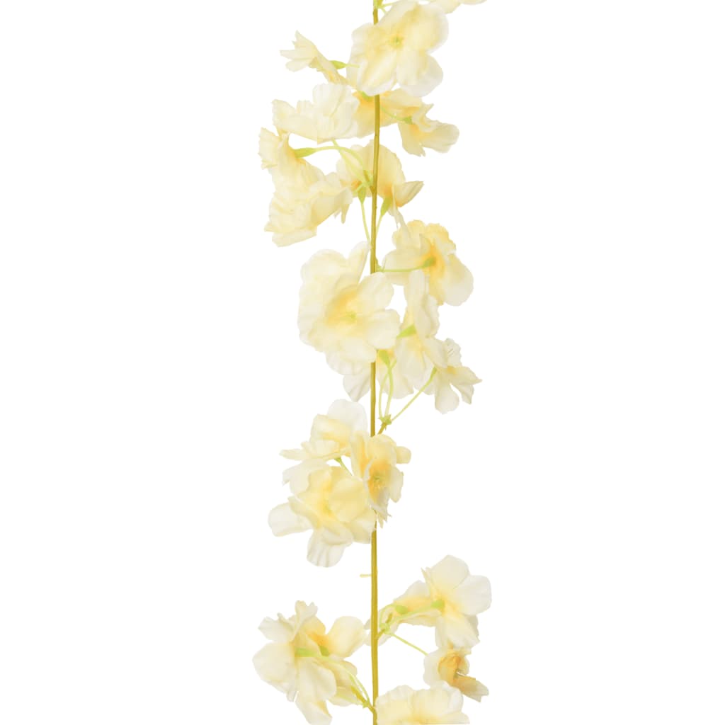 vidaXL Dirbtinių gėlių girliandos, 6vnt., šampano spalvos, 180cm