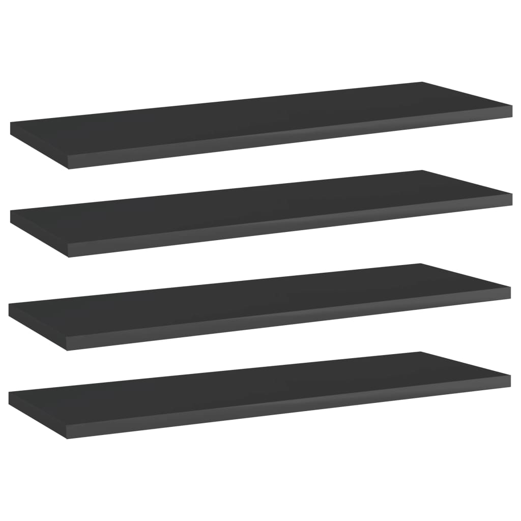 vidaXL Knygų lentynos plokštės, 4vnt., juodos, 60x20x1,5cm, MDP
