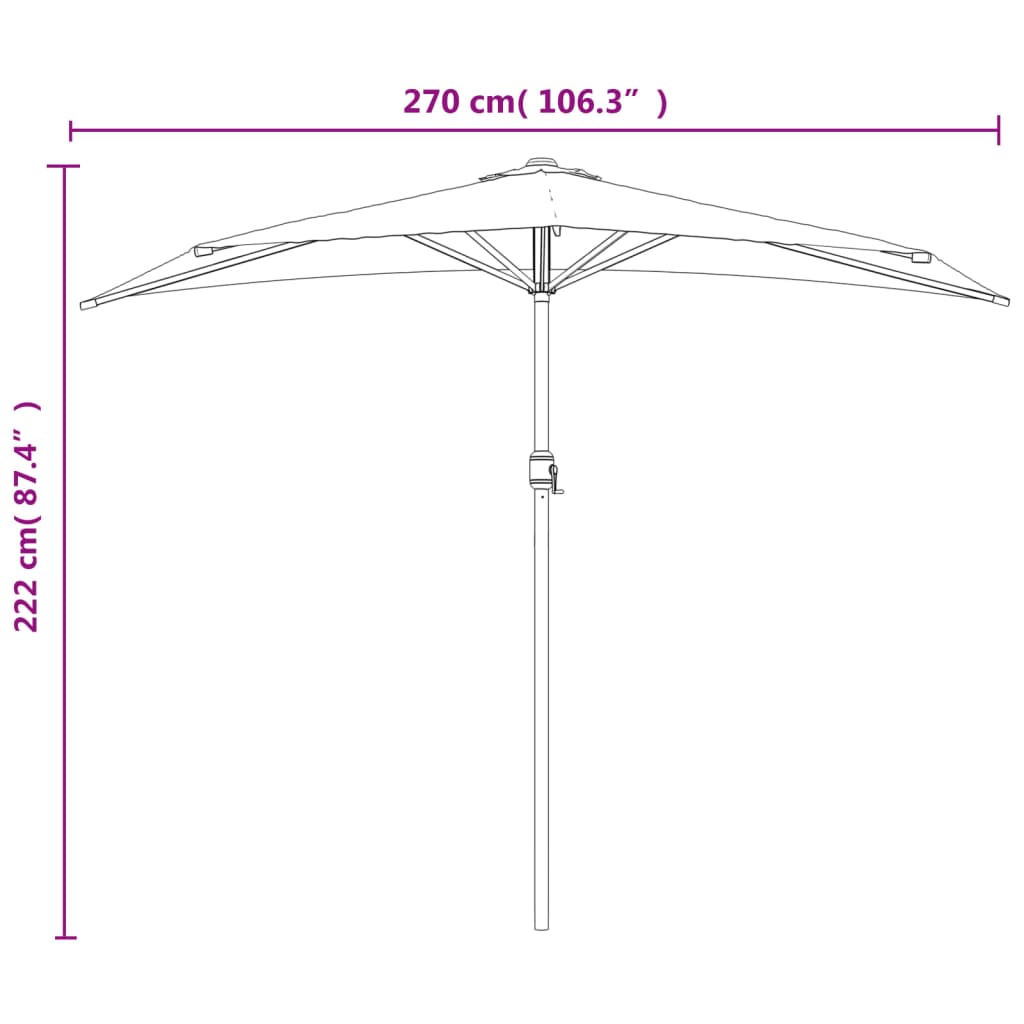 vidaXL Balkono skėtis su aliuminio stulpu, 270x144cm, smėlio sp.