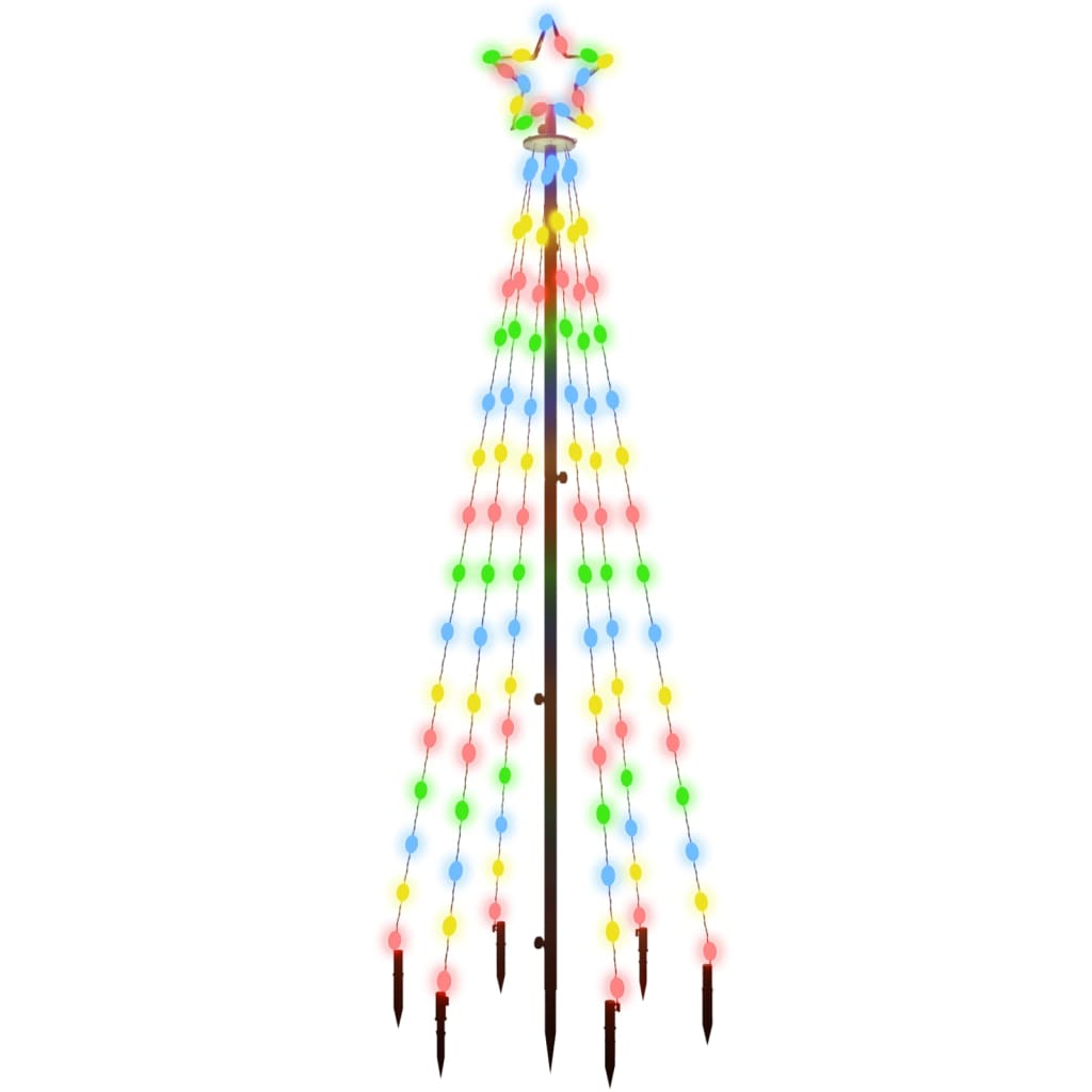 vidaXL Kalėdų eglutė su kuoliuku, įvairių spalvų, 108LED, 180cm