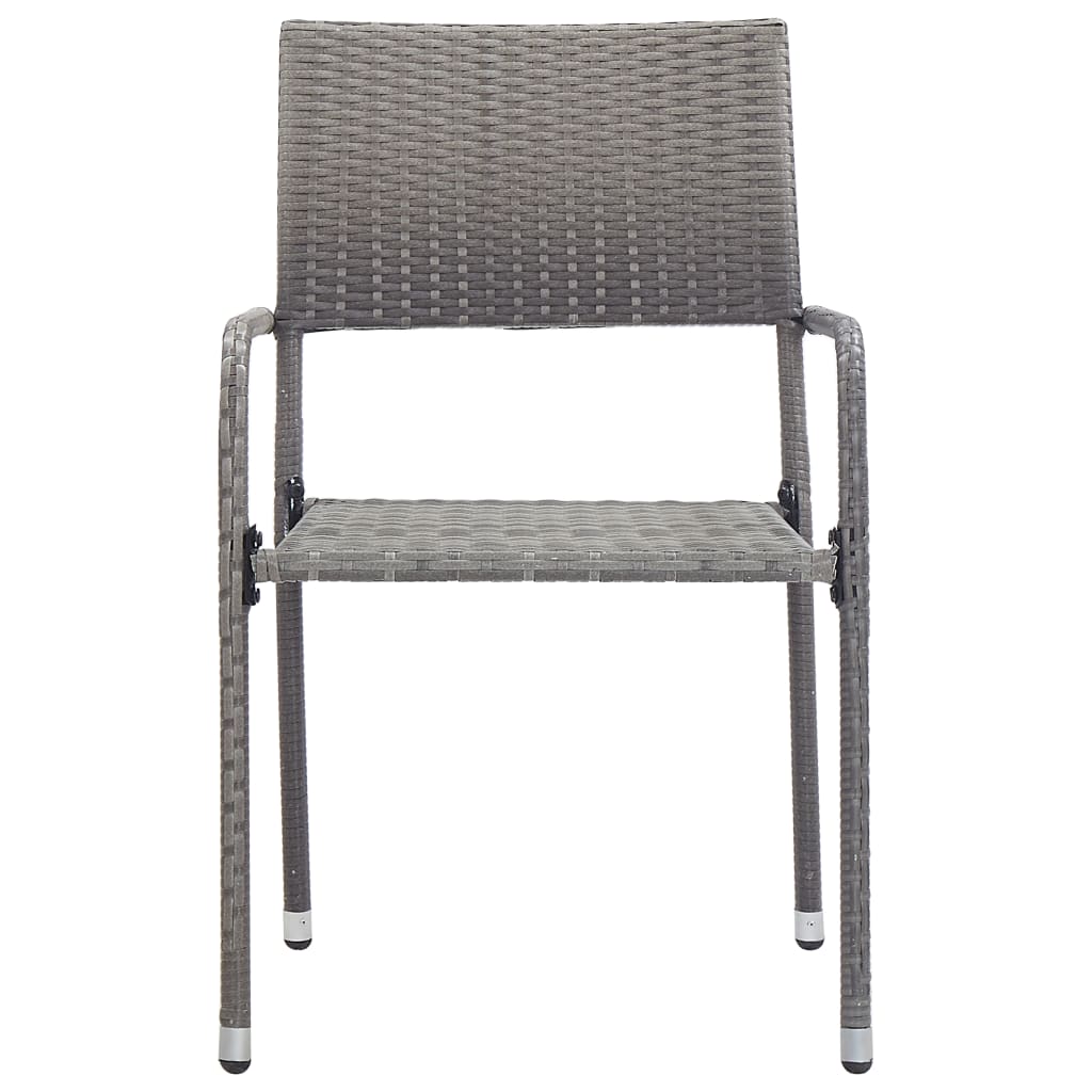 vidaXL Lauko valgomojo kėdės, 2vnt., pilkos spalvos, poliratanas