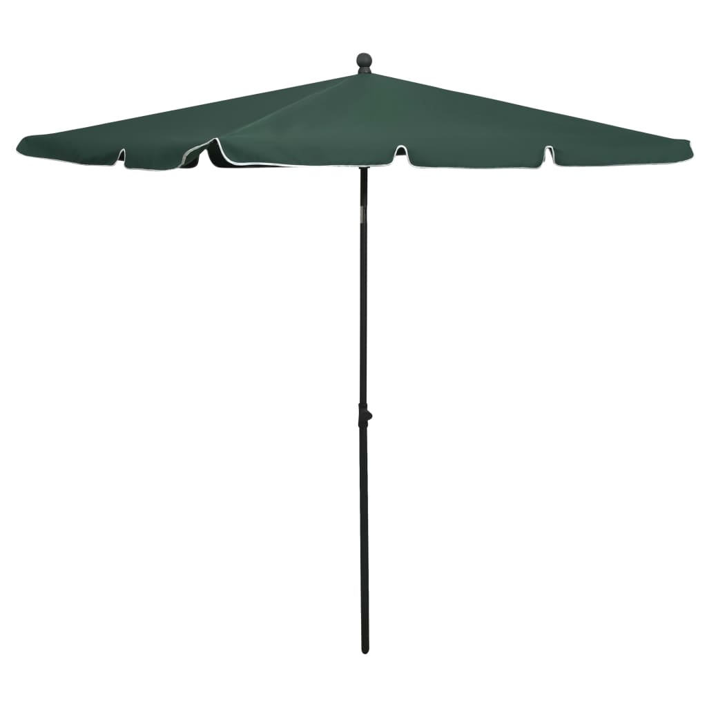 vidaXL Sodo skėtis nuo saulės su stulpu, žalios spalvos, 210x140cm
